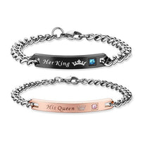 AZIZ BEKKAOUI DIY Her King His Queen Couple Bracelets with Crytal Stone Lover Crown Charm Bracelets For Women Men Drop Shipping