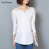 New Women Blouse Femininas 2017 Long Sleeve Blouse Shirt Women V-Neck Floral Lace Sexy Casual Linen Shirts Plus Size Lady Shirt