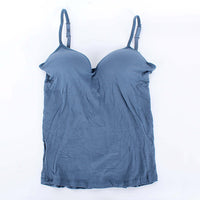 Women Adjustable Strap Built In Bra Padded Bra Modal Tank Top Camisole Cami