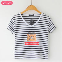 TRERONINAE striped crop top women loose blusas 2017 camiseta thin female o-neck cotton t shirt short sleeve casual tee shirts