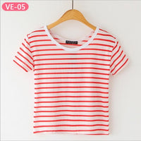 TRERONINAE striped crop top women loose blusas 2017 camiseta thin female o-neck cotton t shirt short sleeve casual tee shirts