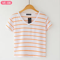 TRERONINAE striped crop top women loose blusas 2017 camiseta thin female o-neck cotton t shirt short sleeve casual tee shirts