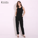 ZANZEA 2017 Summer Rompers Womens Jumpsuit Sexy Ladies Casual Elegant Sleeveless Long Trousers Plus Size Overalls Black Jumpsuit