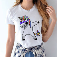 Dabbing Unicorn t-shirt Female 2017 Spring Summer Woman Fashion Tops Ladies Tee Shirts Casual Short Sleeve T-shirt Tops Tees