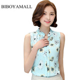 BIBOYAMALL Women Blouses 2017 Casual Elegant OL Chiffon Blouse Slim Sleeveless Work Wear Blusas Feminina Tops Shirts Plus size