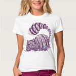 Track Ship + T-shirt Top Tee Big Purple Tooth Ghost Cheshire newest Because cat design summer hipster women's T-Shirt