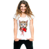 Track Ship + T-shirt Top Tee Big Purple Tooth Ghost Cheshire newest Because cat design summer hipster women's T-Shirt