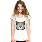 Track Ship + T-shirt Top Tee Big Purple Tooth Ghost Cheshire newest Because cat design summer hipster women's T-Shirt