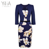 Yilia Women One Piece Patchwork Floral Print Elegant Business Party Formal Office Plus Size Bodycon Pencil Casual Work Dress