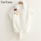 2017 Summer Women Casual Tops Short Sleeve Embroidery White Top Blouses Shirts Sexy Kimono Loose Beach Shirt Blusas Feminina