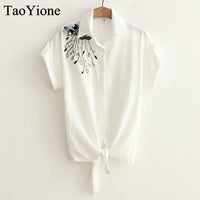 2017 Summer Women Casual Tops Short Sleeve Embroidery White Top Blouses Shirts Sexy Kimono Loose Beach Shirt Blusas Feminina