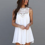 Summer Dresses 2017 Mini Sleeveless Casual Lace Dresses for Woman Fit Beach Sexy Short White Women Dress Plus Size