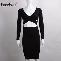 Blue Black White Long Sleeve Elastic Cotton Warm Winter Elegant Party Dresses 2015 Sexy Midi Pencil Club Bandage Bodycon Dress