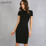 Gagalook 2016 Women Summer Dress Party Office Pencil T Shirt Bodycon Sexy Casual Green Black Midi Robe Femme Ete Vestidos D0746