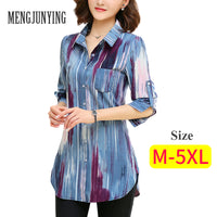 MJY Blouse Shirt 2017 fashion Print Women M-5XL Plus Size long sleeve Slim Blouse Office Work Wear shirts Tops Blusas Female 717