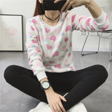 2016Woman Korean Pink Cartoon Fleece Sweatshirts Polka Dot Animal Velvet Pullover Hoodies 2016 Fall Winter Long Sleeve Tracksuit