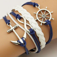 TOMTOSH New Handmade Wristband Braided Wax Cords Love Anchor Owl Hungry Games Leather Charms bracelets & Bangles men Jewelry