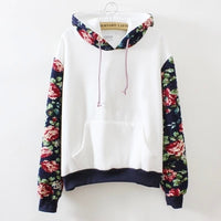 New Retro Flowers Spell Color Long Sleeve Hooded Sweatshirt Women Hoodies Fashion Casual Female Tracksuits S-XL Wholesale