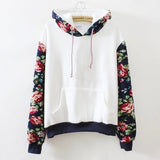 New Retro Flowers Spell Color Long Sleeve Hooded Sweatshirt Women Hoodies Fashion Casual Female Tracksuits S-XL Wholesale