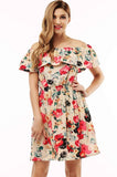 2017 fashion new Spring summer dress women clothing floral print pattern casual dresses vestidos WC0472