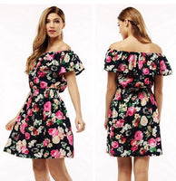 2017 fashion new Spring summer dress women clothing floral print pattern casual dresses vestidos WC0472