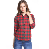 Hot Sale Women Blouses Long Shirts Single Breasted Plaid Cotton Shirt Wild Casual Streetwear Shirt Women Plus Size Blouse BE66