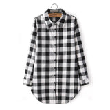 Hot Sale Women Blouses Long Shirts Single Breasted Plaid Cotton Shirt Wild Casual Streetwear Shirt Women Plus Size Blouse BE66