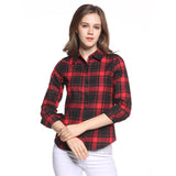 Hot Sale Women Blouses Long Shirts Single Breasted Plaid Cotton Shirt Wild Casual Streetwear Shirt Women Plus Size Blouse BE66