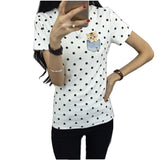 Women Top Summer New Fashion Female T-shirt Korean Sweet Cartoon Cat Printed Ladies Short Sleeve Tops Plus Size M-4XL