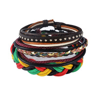 FUNIQUE Multilayer Bracelet Men Casual Fashion Braided Leather Bracelets For Women Wood Bead Bracelet Punk Rock Men Jewelry