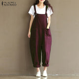 2017 Summer Autumn ZANZEA Rompers Womens Jumpsuits Vintage Sleeveless Backless Casual Loose Solid Overalls Strapless Paysuits