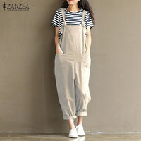2017 Summer Autumn ZANZEA Rompers Womens Jumpsuits Vintage Sleeveless Backless Casual Loose Solid Overalls Strapless Paysuits