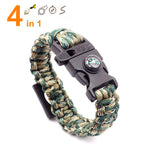 4 in 1 Emergency Survival Bracelet For Men Women Whistle Compass Paracord Bottle Opener Outdoor Rescue Parachute Cord Wristband