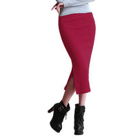 SIMPVALE Stretch Slim Step Skirt Women Sexy Pencil Office Package Hip Skirts Mid Waist Mid-Calf Solid Skirt Casual Lady Skirts