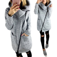 Women Autumn Winter Clothes Warm Fleece Jacket Slant Zipper Collared Coat  Lady Clothing Female Jacket