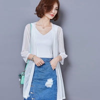 2017 Summer Kimono Cardigan Women Loose Long Blouses Shirt Large Size Chiffon Beach Shirts Sunscreen Clothing Blusas Plus Size