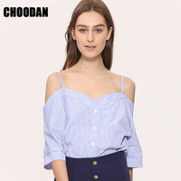 Off Shoulder Blouse Shirt Women Summer New Fashion Korean Style 2017 Sweet Slash Neck Tops Stripe Sexy Shirts Ladies Clothing