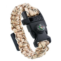 4 in 1 Emergency Survival Bracelet For Men Women Whistle Compass Paracord Bottle Opener Outdoor Rescue Parachute Cord Wristband