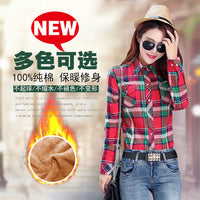 Velvet Thick Warm Women's Plaid Shirt Female Long Sleeve Tops M-XXL Size Winter Check Blouse Blusas Femininas Chemise Autumn