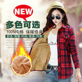 Velvet Thick Warm Women's Plaid Shirt Female Long Sleeve Tops M-XXL Size Winter Check Blouse Blusas Femininas Chemise Autumn