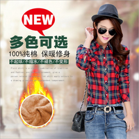 Velvet Thick Warm Women's Plaid Shirt Female Long Sleeve Tops M-XXL Size Winter Check Blouse Blusas Femininas Chemise Autumn