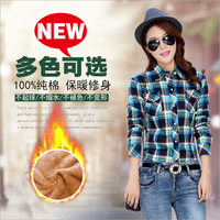 Velvet Thick Warm Women's Plaid Shirt Female Long Sleeve Tops M-XXL Size Winter Check Blouse Blusas Femininas Chemise Autumn