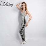 Weekeep  Fitness Set One Piece Jumpsuit fashion designer 2016 backless Slim Rompers Sexy Women leggings Jumpsuits and Bodysuits