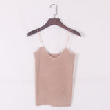 New knitted Tank Tops Women Camisole Vest simple Stretchable Ladies V Neck Slim Sexy Strappy Camis Tops Ts-004