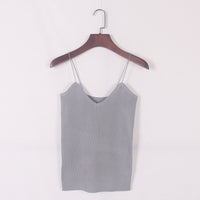New knitted Tank Tops Women Camisole Vest simple Stretchable Ladies V Neck Slim Sexy Strappy Camis Tops Ts-004