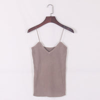 New knitted Tank Tops Women Camisole Vest simple Stretchable Ladies V Neck Slim Sexy Strappy Camis Tops Ts-004