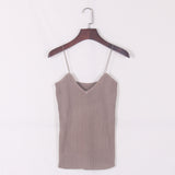 New knitted Tank Tops Women Camisole Vest simple Stretchable Ladies V Neck Slim Sexy Strappy Camis Tops Ts-004
