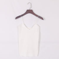 New knitted Tank Tops Women Camisole Vest simple Stretchable Ladies V Neck Slim Sexy Strappy Camis Tops Ts-004