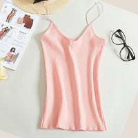 New knitted Tank Tops Women Camisole Vest simple Stretchable Ladies V Neck Slim Sexy Strappy Camis Tops Ts-004