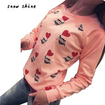 snowshine #5003  Women Long Sleeve Cute Owl Print weatshirts Top Casual Blouse Shirt free shipping